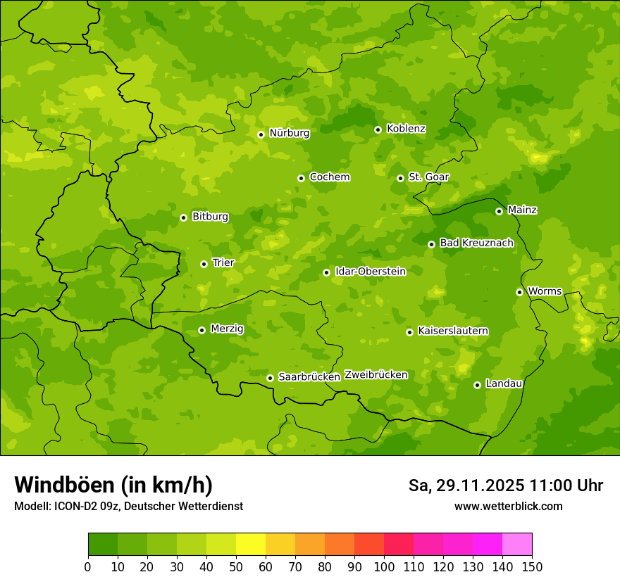 Modellkarten Windgeschwindigkeit