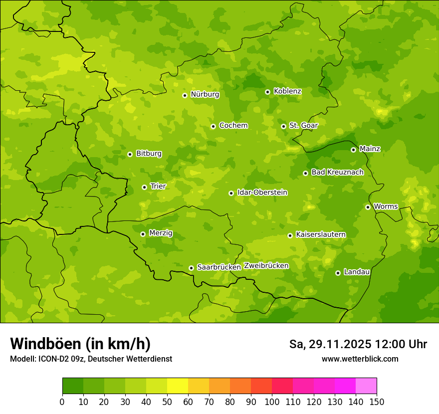 Modellkarten Windgeschwindigkeit