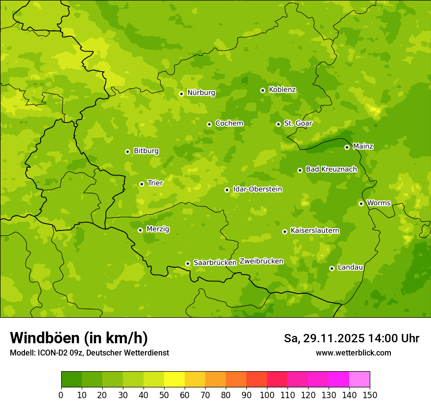 Modellkarten Windgeschwindigkeit