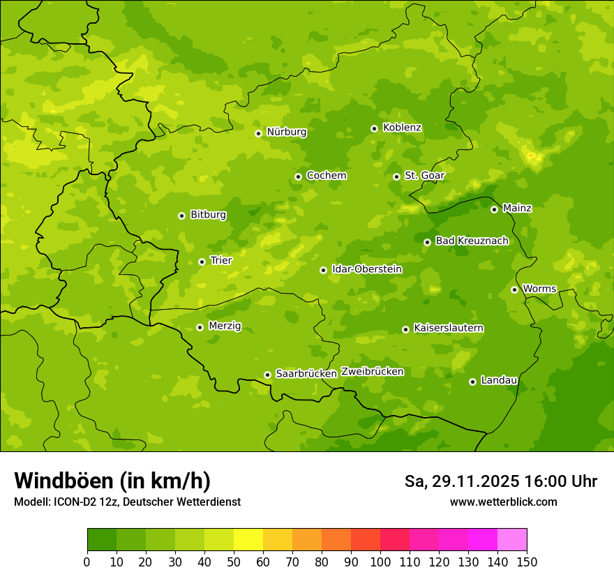 Modellkarten Windgeschwindigkeit