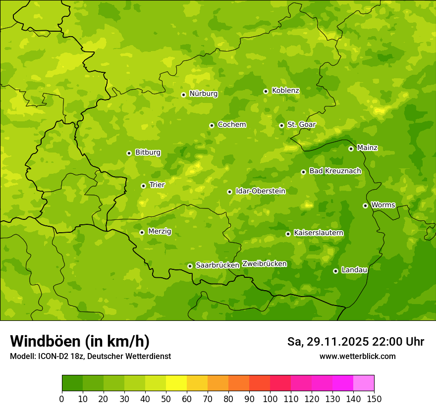 Modellkarten Windgeschwindigkeit