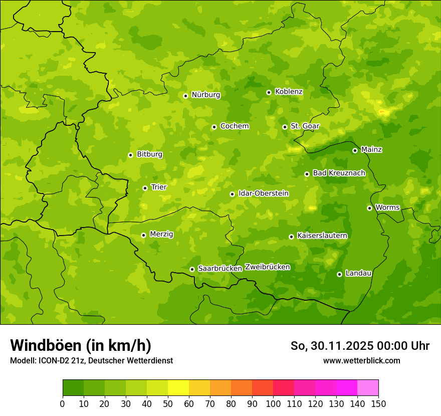 Modellkarten Windgeschwindigkeit
