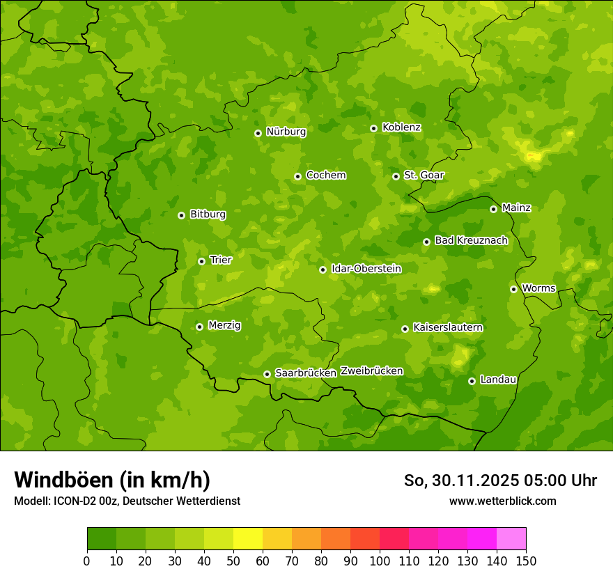 Modellkarten Windgeschwindigkeit