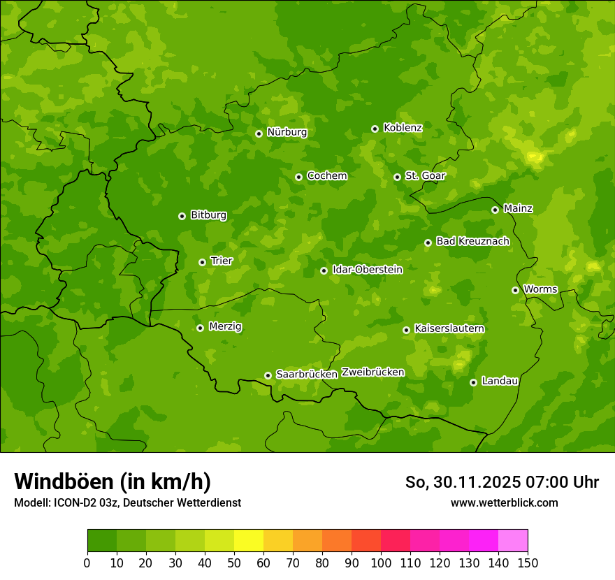 Modellkarten Windgeschwindigkeit