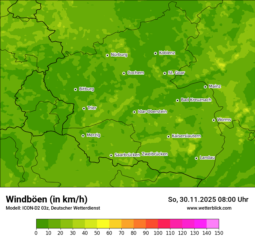 Modellkarten Windgeschwindigkeit