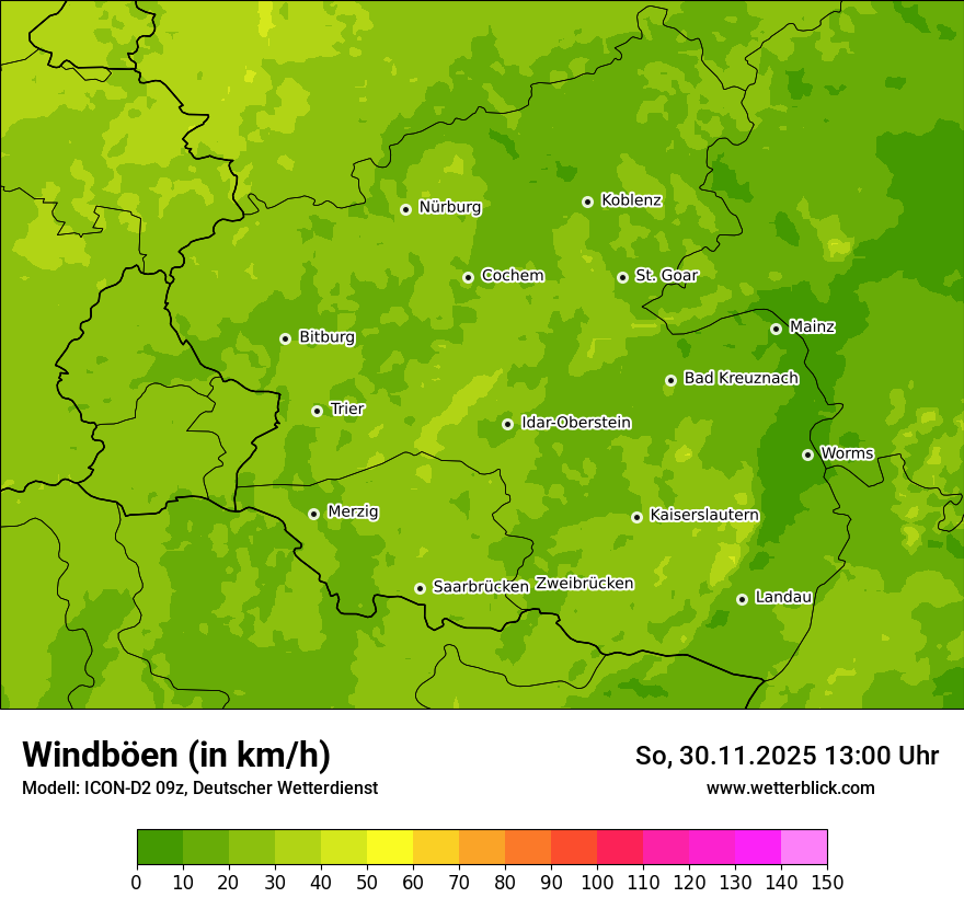 Modellkarten Windgeschwindigkeit