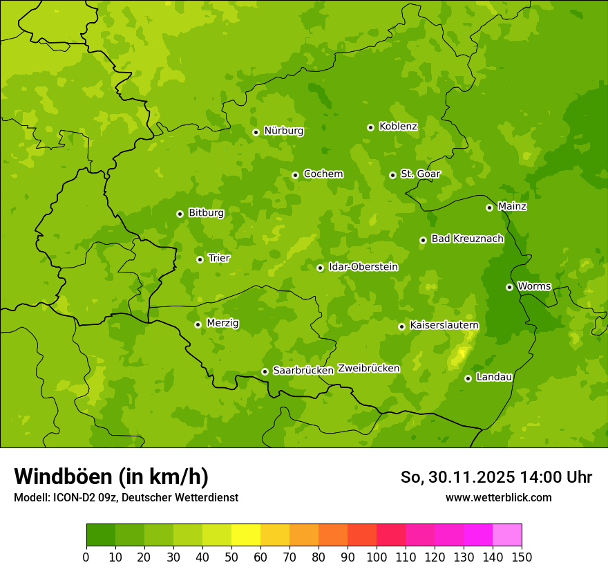 Modellkarten Windgeschwindigkeit