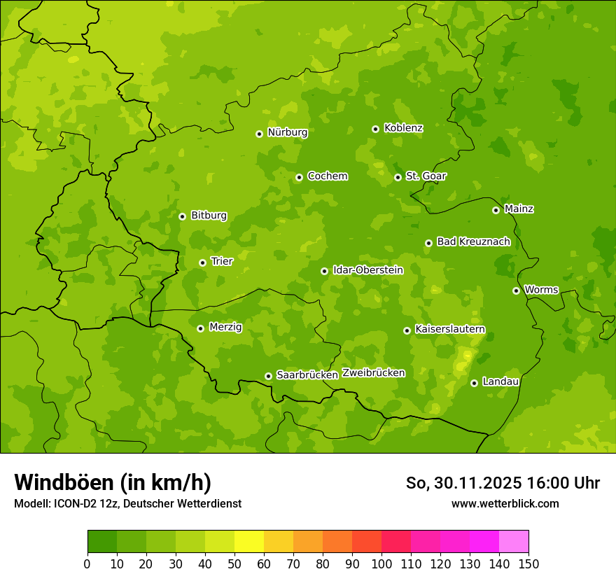 Modellkarten Windgeschwindigkeit