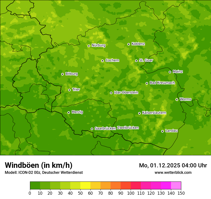 Modellkarten Windgeschwindigkeit