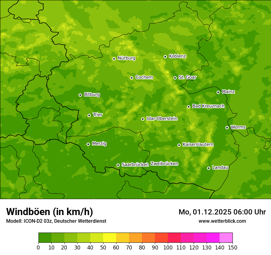 Modellkarten Windgeschwindigkeit