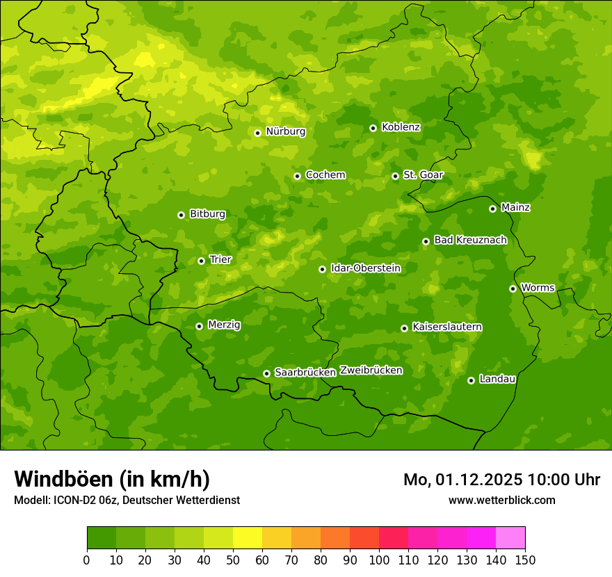 Modellkarten Windgeschwindigkeit
