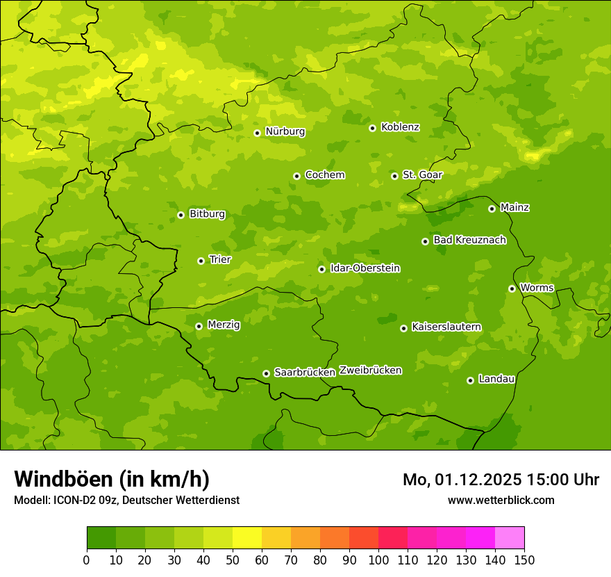Modellkarten Windgeschwindigkeit