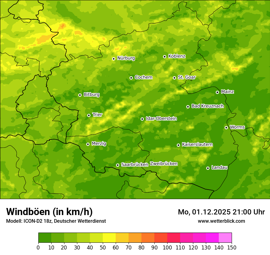 Modellkarten Windgeschwindigkeit