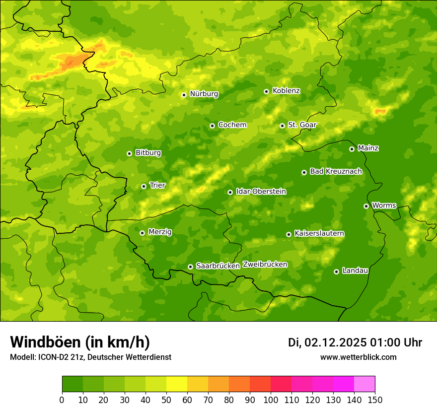 Modellkarten Windgeschwindigkeit