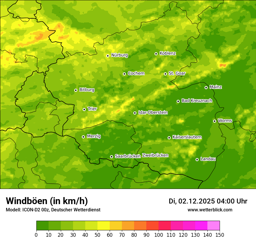 Modellkarten Windgeschwindigkeit