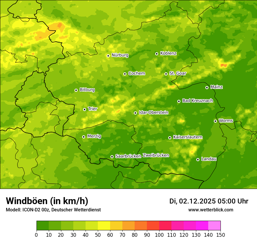 Modellkarten Windgeschwindigkeit