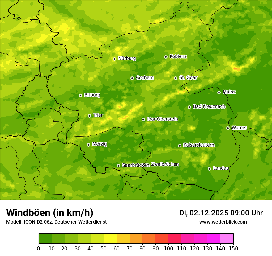 Modellkarten Windgeschwindigkeit