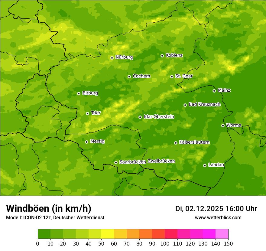 Modellkarten Windgeschwindigkeit