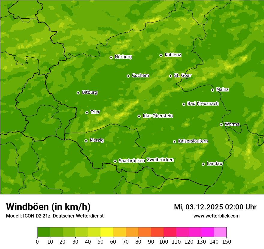 Modellkarten Windgeschwindigkeit