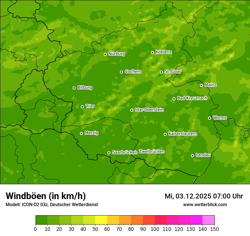 Modellkarten Windgeschwindigkeit