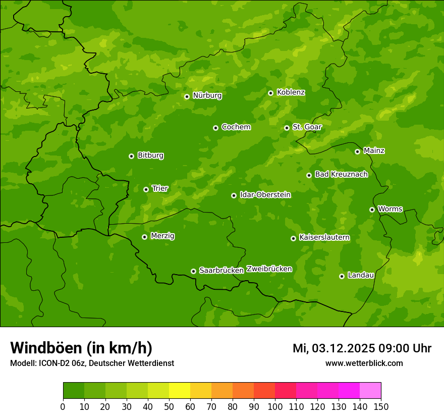 Modellkarten Windgeschwindigkeit