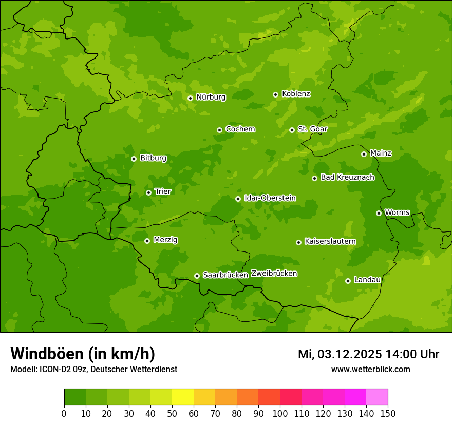 Modellkarten Windgeschwindigkeit
