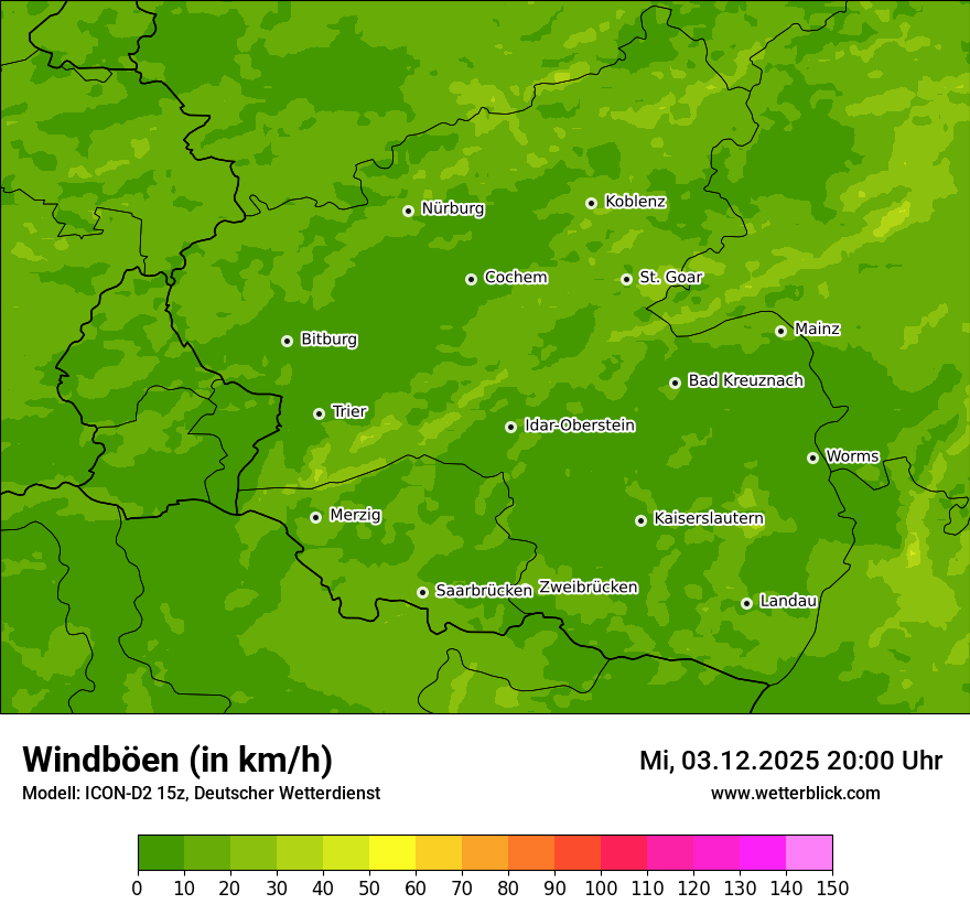 Modellkarten Windgeschwindigkeit