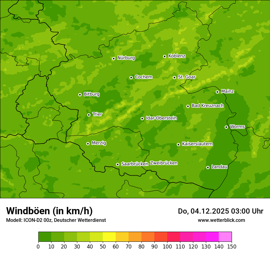 Modellkarten Windgeschwindigkeit