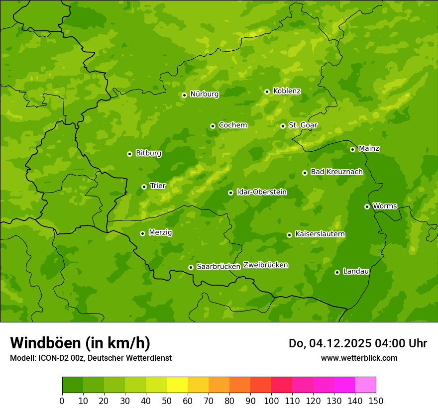 Modellkarten Windgeschwindigkeit