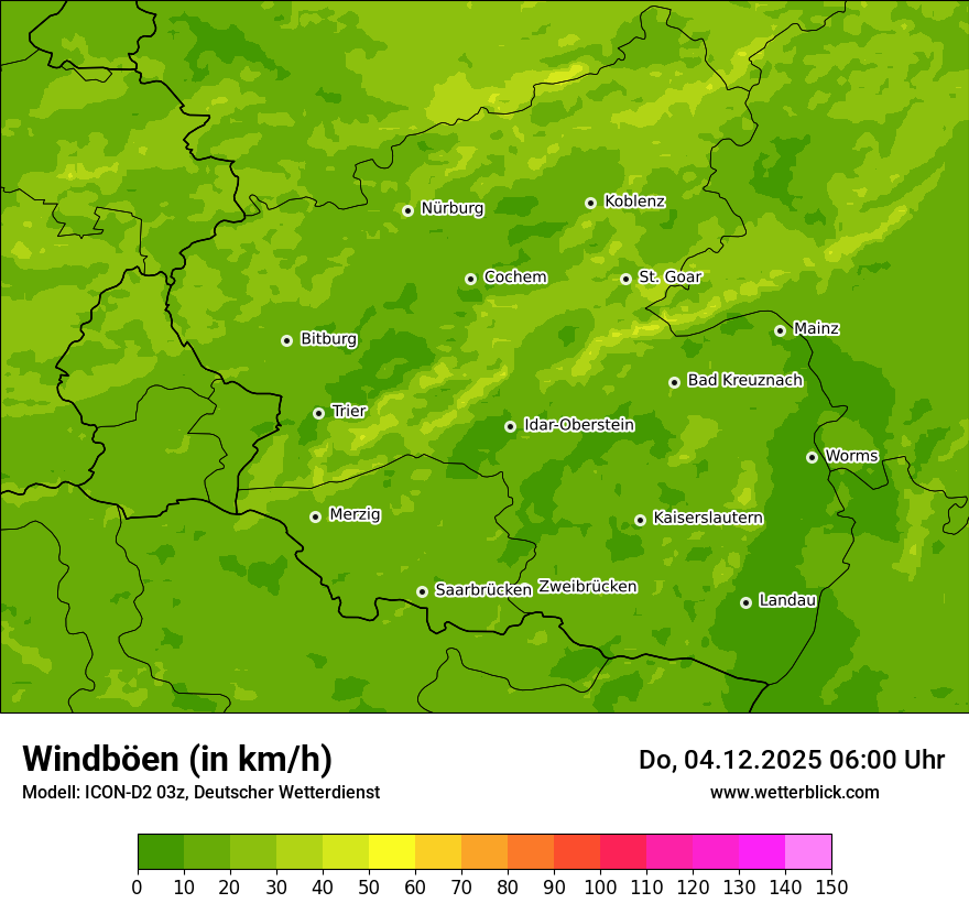 Modellkarten Windgeschwindigkeit