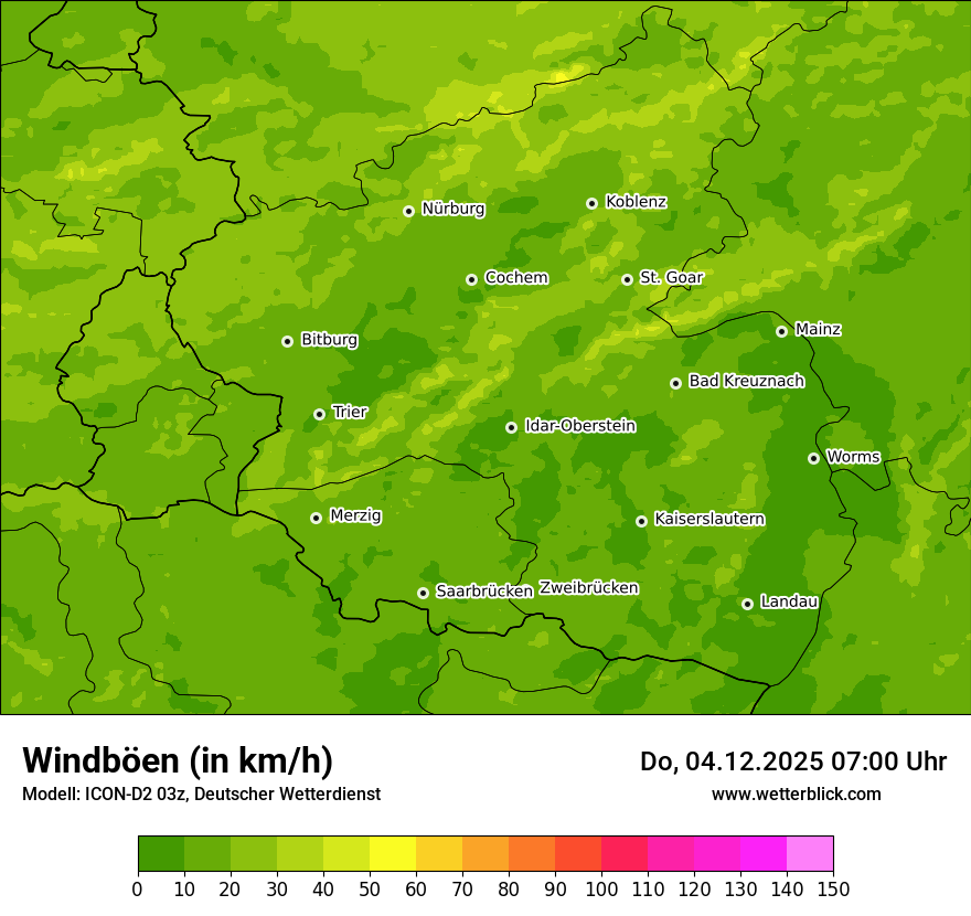 Modellkarten Windgeschwindigkeit