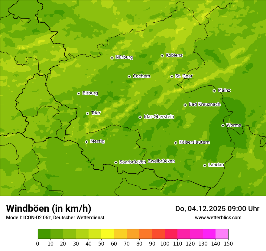 Modellkarten Windgeschwindigkeit