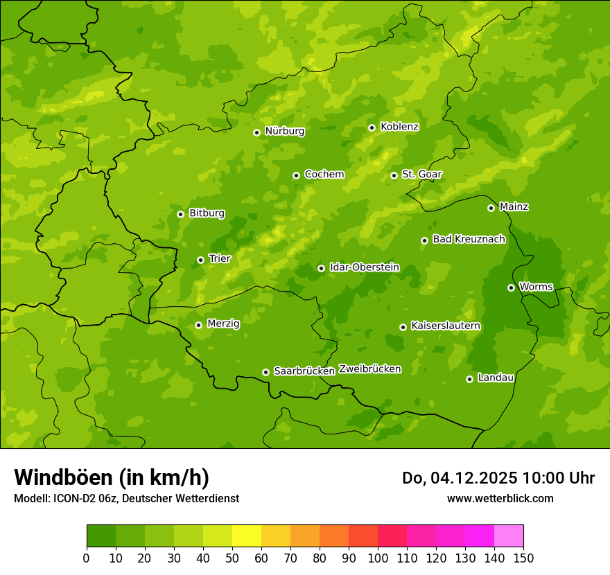 Modellkarten Windgeschwindigkeit