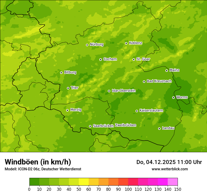 Modellkarten Windgeschwindigkeit