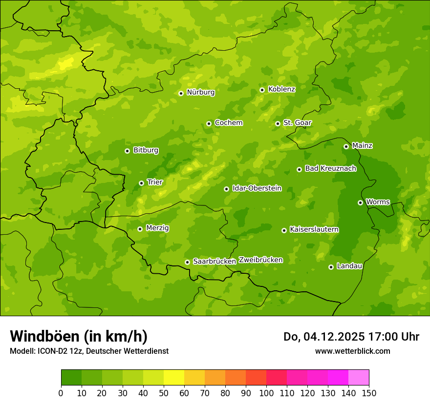 Modellkarten Windgeschwindigkeit