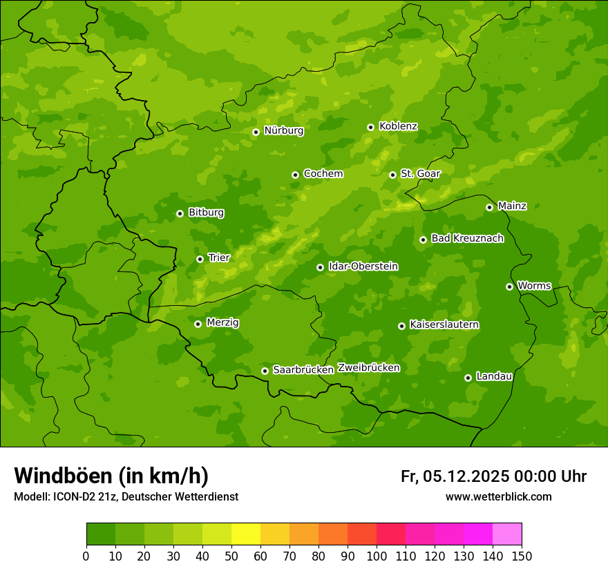 Modellkarten Windgeschwindigkeit
