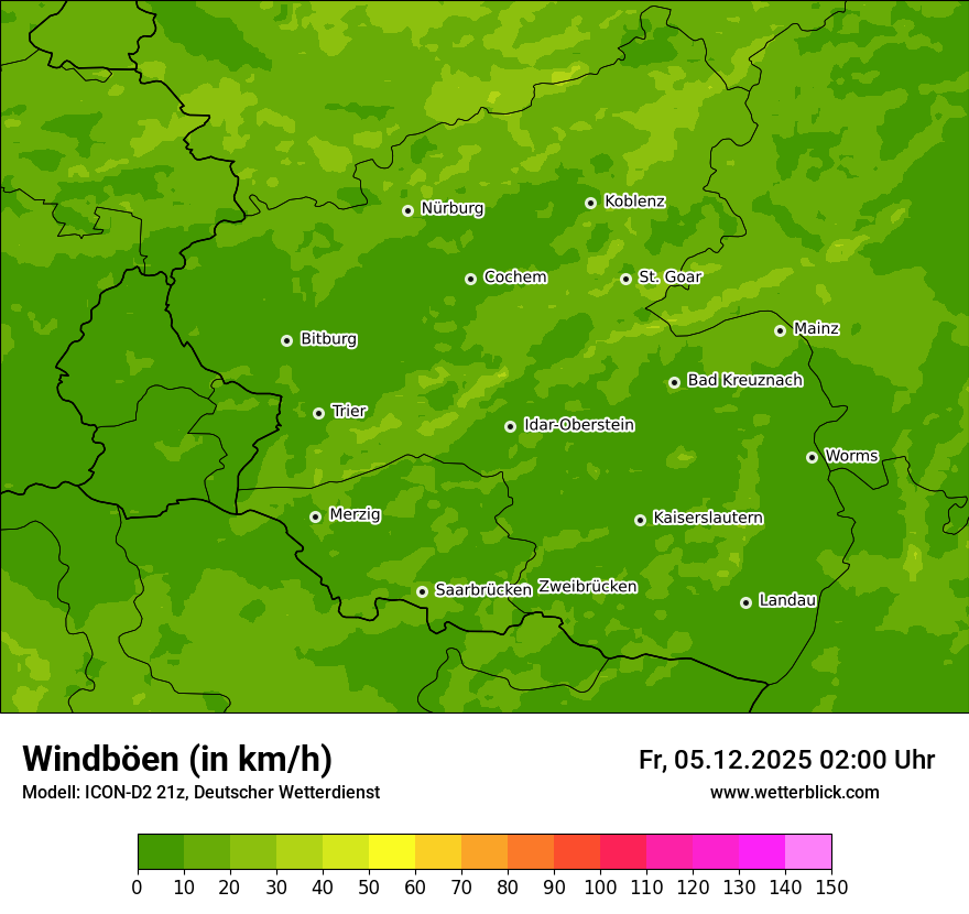 Modellkarten Windgeschwindigkeit