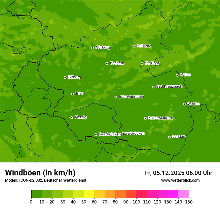 Modellkarten Windgeschwindigkeit