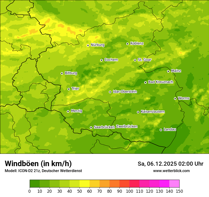 Modellkarten Windgeschwindigkeit