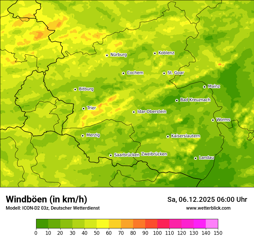 Modellkarten Windgeschwindigkeit