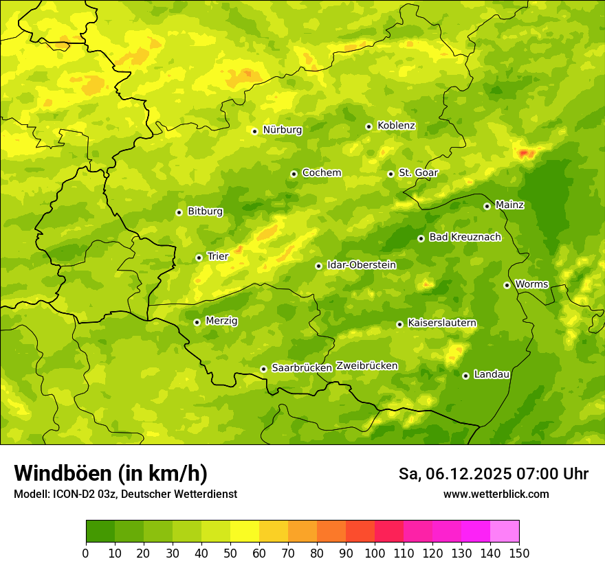 Modellkarten Windgeschwindigkeit