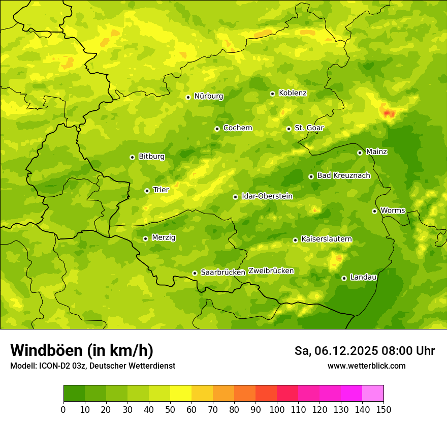Modellkarten Windgeschwindigkeit