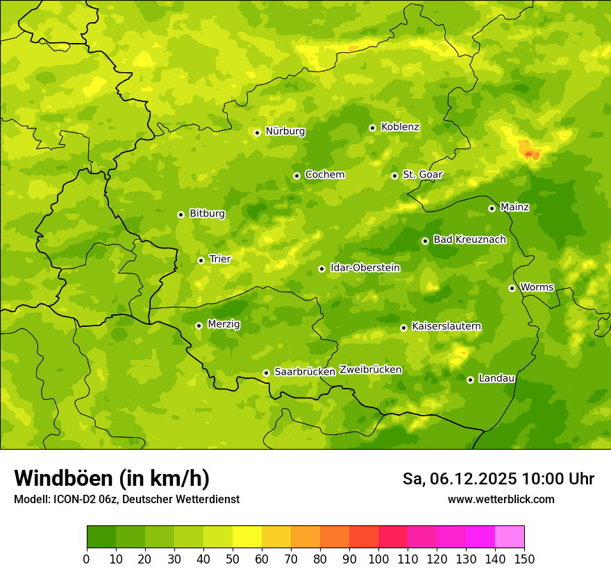 Modellkarten Windgeschwindigkeit
