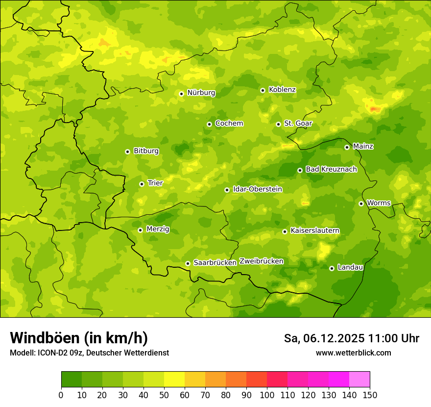 Modellkarten Windgeschwindigkeit