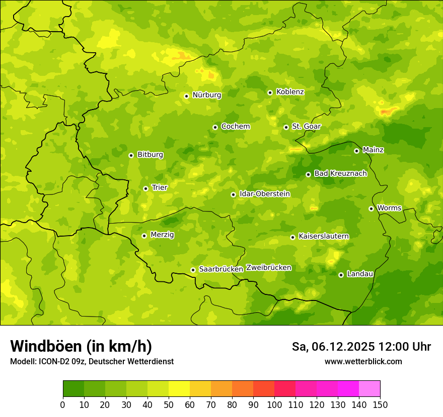 Modellkarten Windgeschwindigkeit