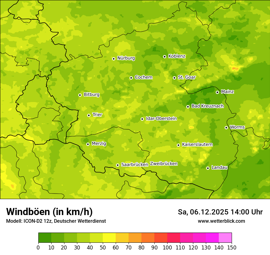 Modellkarten Windgeschwindigkeit