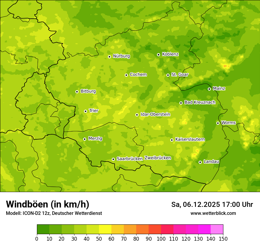 Modellkarten Windgeschwindigkeit