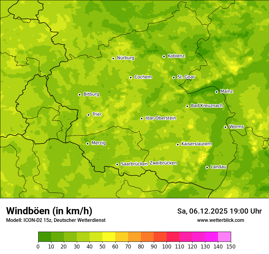 Modellkarten Windgeschwindigkeit