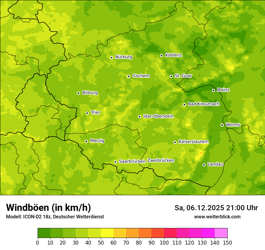 Modellkarten Windgeschwindigkeit