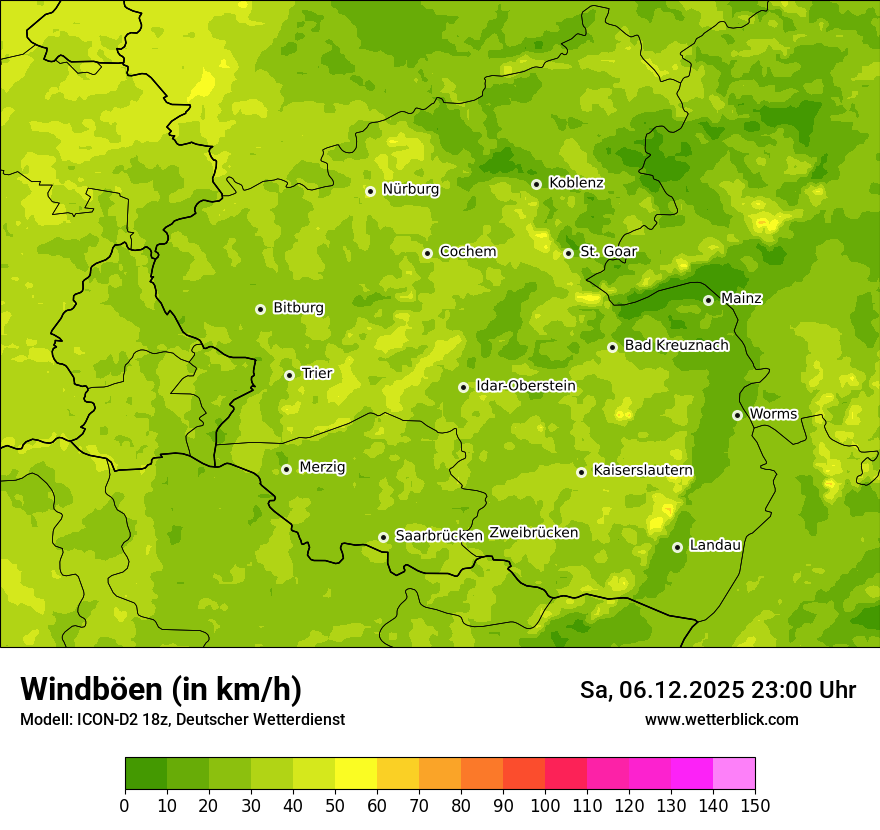 Modellkarten Windgeschwindigkeit